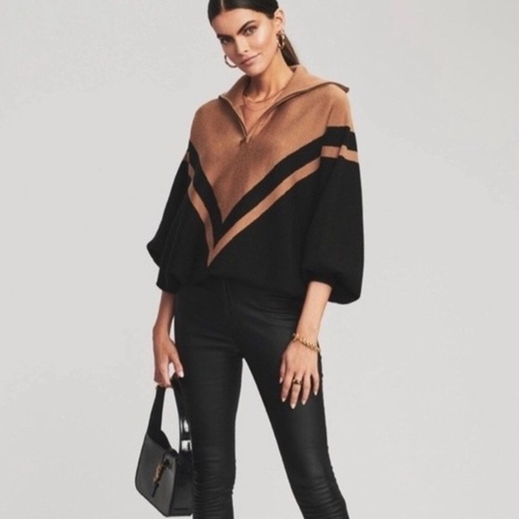 NWT SER.O.YA Abi Oversized Pullover Sweater Brown Black Sz XXS - Picture 2 of 12